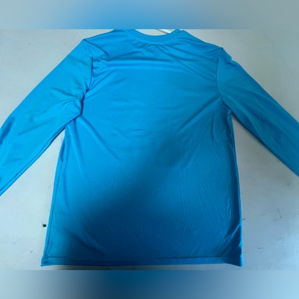 ATHLETIC WORKS BOYS BLUE LONG SLEEVE GRAPHIC SHIRT SIZE XL (14-16). Polyester - Picture 3 of 5